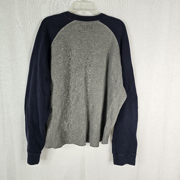 Abercrombie & Fitch Mens XL Y2K Navy Gray Thermal Vintage Crewneck - Picture 5 of 8